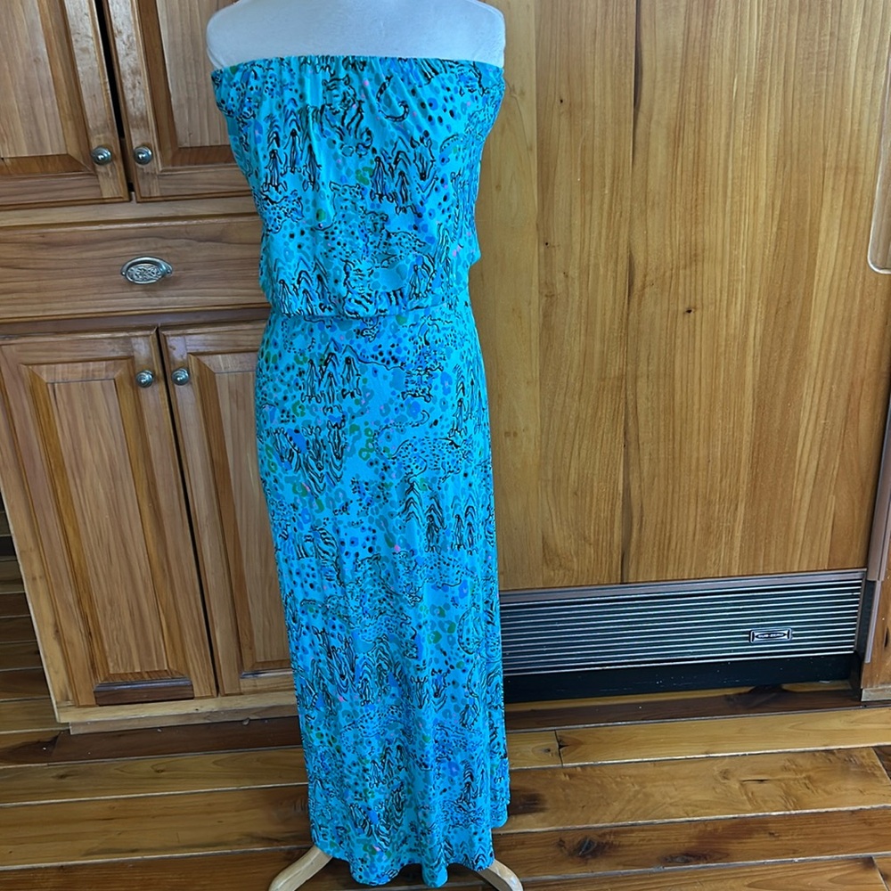 Lilly Pulitzer Morada Strapless Maxi Dress Shorley Blue Escapades Everglades.